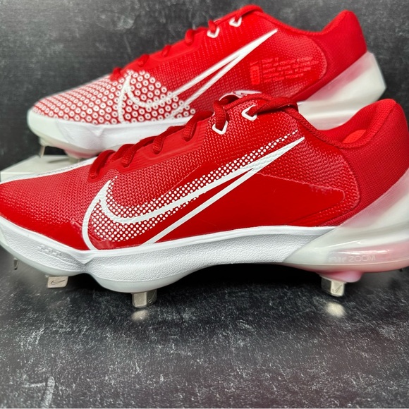 NIKE FORCE ZOOM TROUT 7 PRO UNIVERSITY RED MENS SIZE 9 METAL STUDS WHITE NEW - Picture 7 of 10